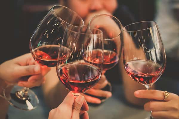 Cheers Wine Red pinnk hands
