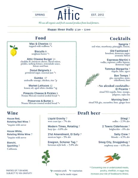 The Attic Happy Hour