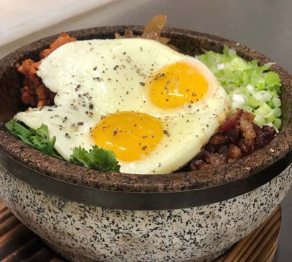 Breakfast Rice in a Stone Bowl