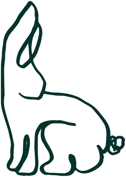 Illustrated dark green rabbit