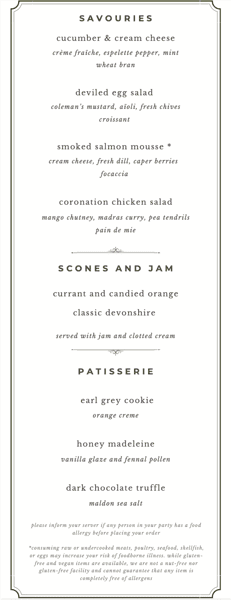 tea menu