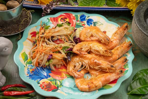 Grilled Mayport Shrimp and Fresh Herb Veggie Rolls