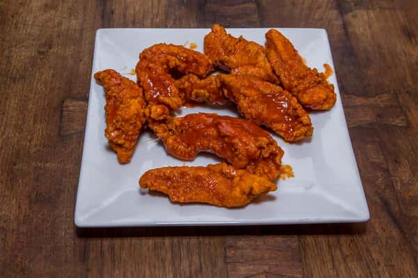 a plate of chicken tenders
