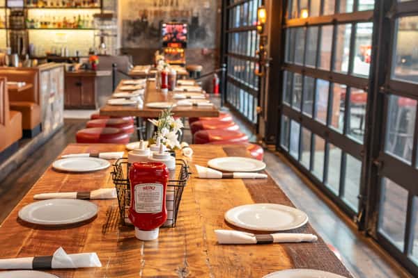 long dining room table set for guests