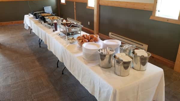 Table with catered spread