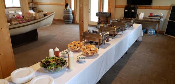 Table with catered spread