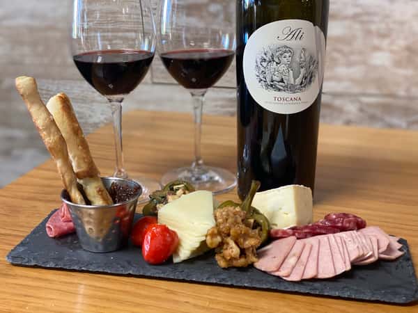 charcuterie with wine