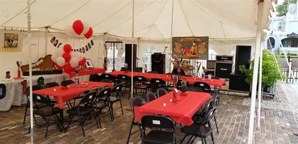 event setup outside under a tent