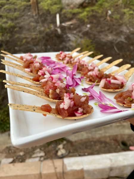 Ahi Poke on Edible Spoon