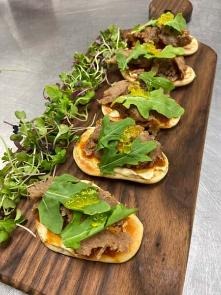 Mini Naan Flat Bread Topped with Lamb