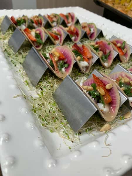 Watermelon Radish Wrapped Tacos