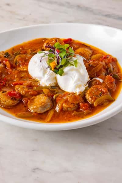 Peperonata with sausage