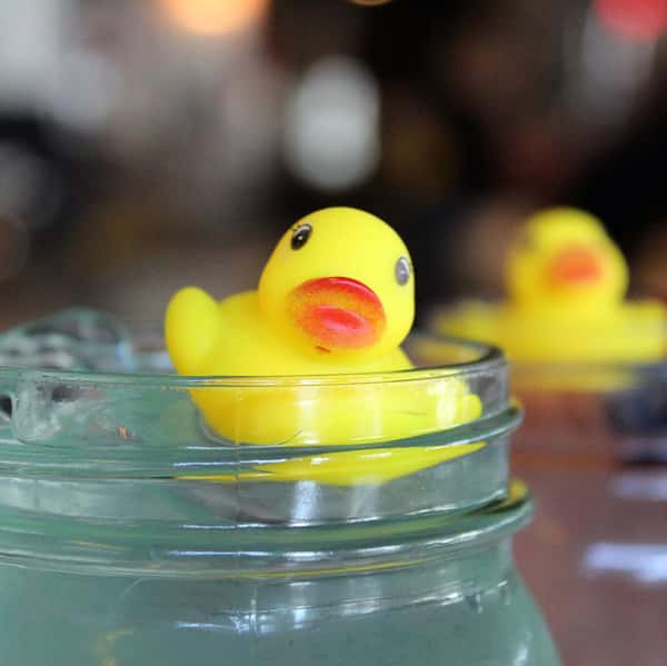 Rubber duckie floating in a cocktail