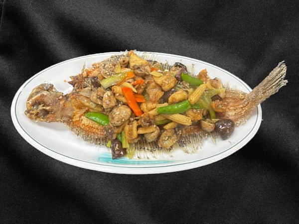 油泡龍脷球 / Golden Fried Flounder with Greens