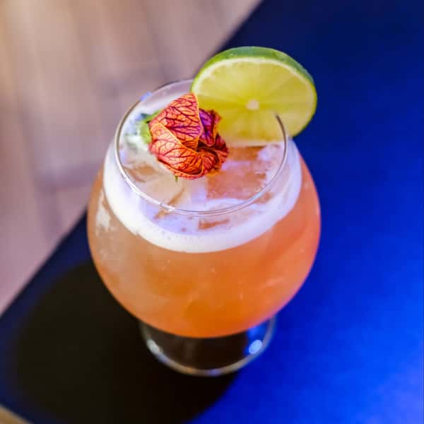 Cocktail with a slice of lime