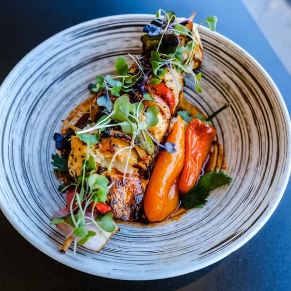 Artfully plated food