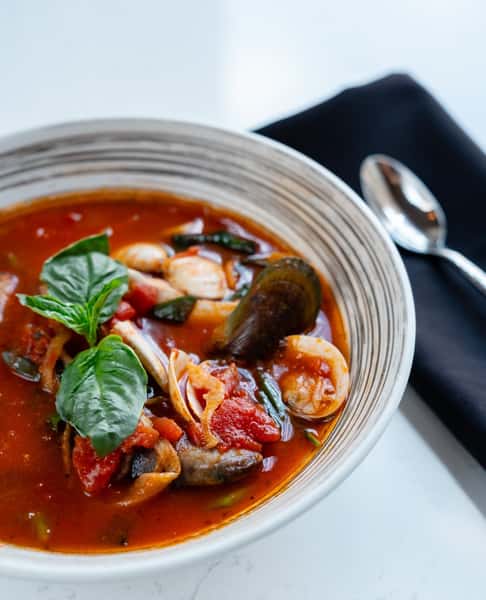 Bowl of seafood soup