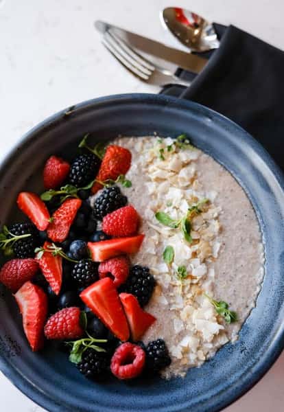 Bowl of oats with fresh berries