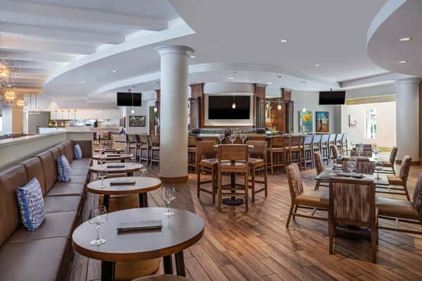 Interior dining space with lounge and bar area
