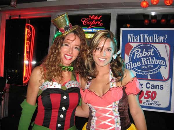 customers dressed up for halloween