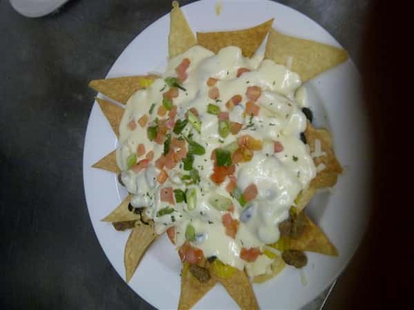 taco salad over tortilla chips