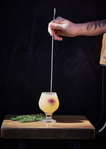 Close-up of a refreshing cocktail served at St Tropez Wine Bar.
