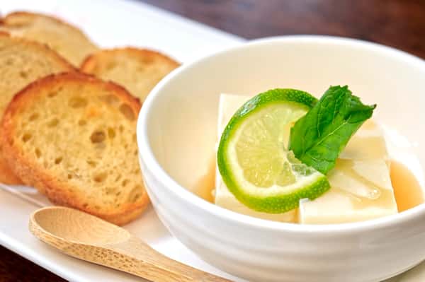 Yuzu Cream Cheese Cubes with Garlic Bread