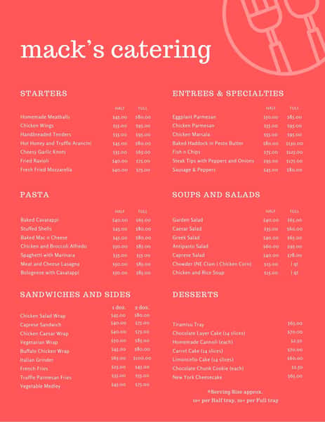 Catering Menu