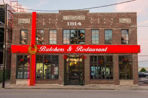 restaurant decorated for Christmas