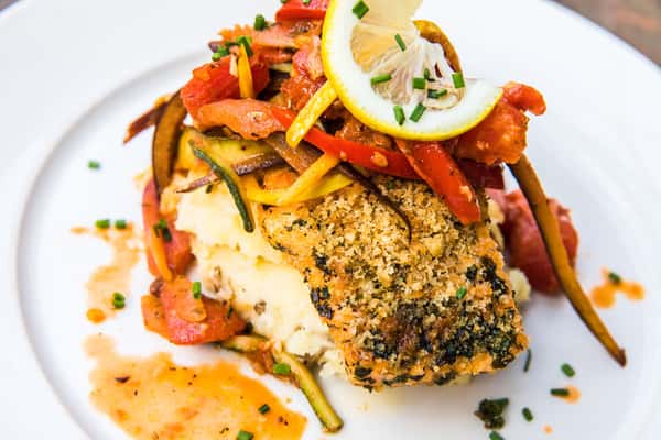 Focaccia Gremolata-crusted Salmon