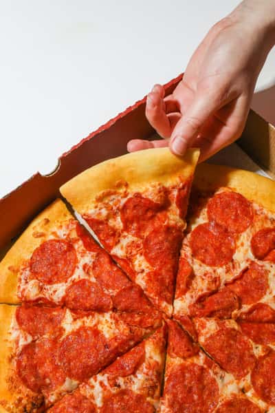 pepperoni pizza in a box