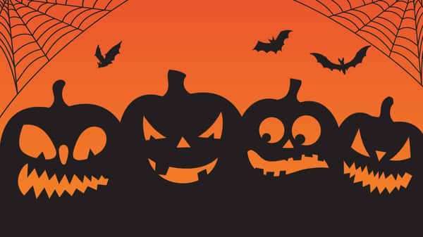 Jack-o'-lanterns Sitting in a Line