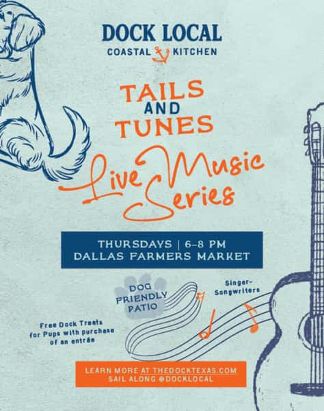 Join us tomorrow for delicious coastal eats and LIVE MUSIC on our @docklocal patio at our @dallasfarmersmarket location from 6-8pm. We’ll have musician @calicottjj playing while you enjoy the beautiful weather. We will have live music happening every Thursday from now - until the weather turns too cold. So be sure to stop by and check it out!