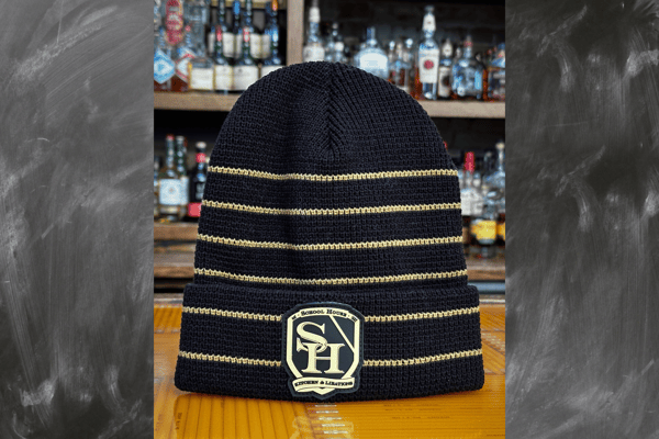 Black & Gold Striped Beanie
