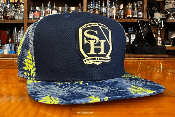 Navy Blue Hat w/ Ferns