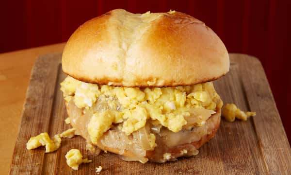 Eggs and sausage sandwich