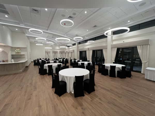 set up with black chair covers