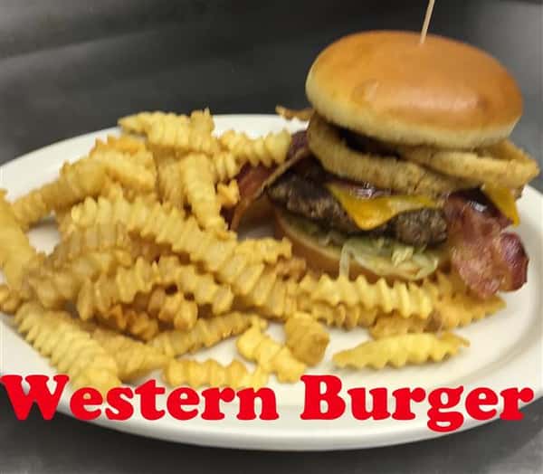Western Burger with french fries