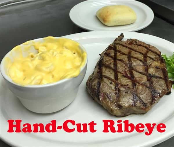 Hand Cut Ribeye steak waith mashed potatoes