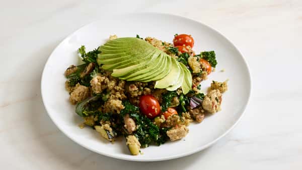 Quinoa, Vegan Chicken & Veggie Plate