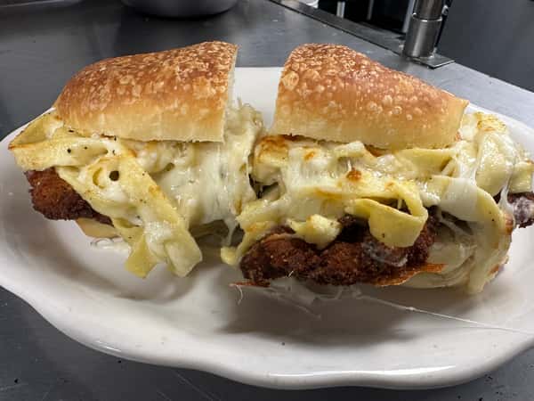 Chicken Pasta Alfredo Sandwich