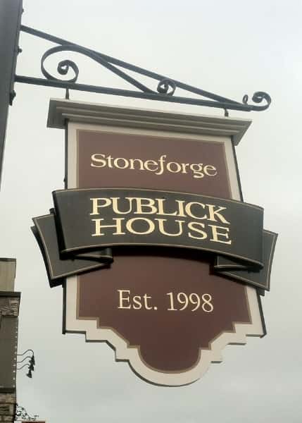 Exterior sign saying Stoneforge Publick House