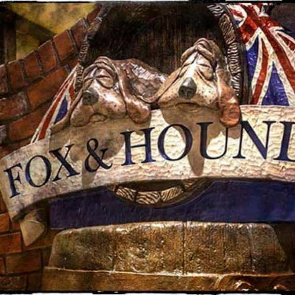fox & hound logo statue