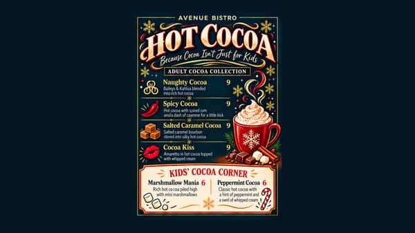 boozy-hot-chocolate made for adults and bozzy free hot chocolates
