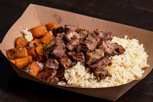 Rice meat and fried chicken