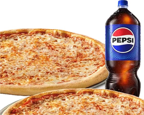 2-10" Small Cheese Pizzas & 2-16 fl oz Sodas