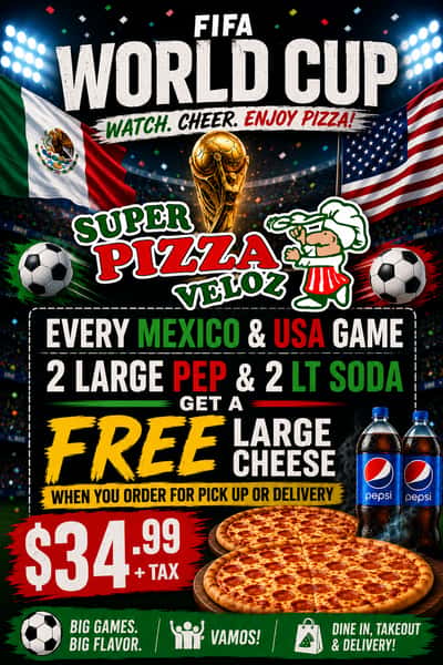 2 Large Pepperoni pizzas 1 Large Cheese Pizza Free 2 Liter Soda