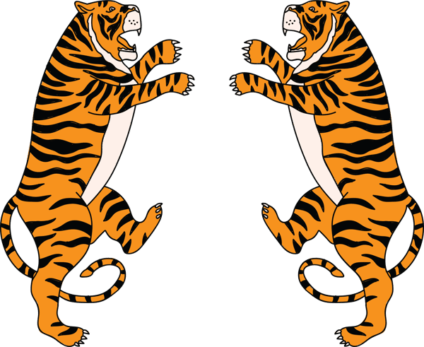 two tigers facing each other illustration.