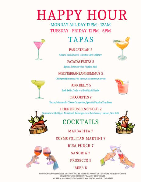 New happy hour menu