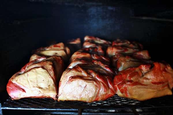 meat laid in the smoker